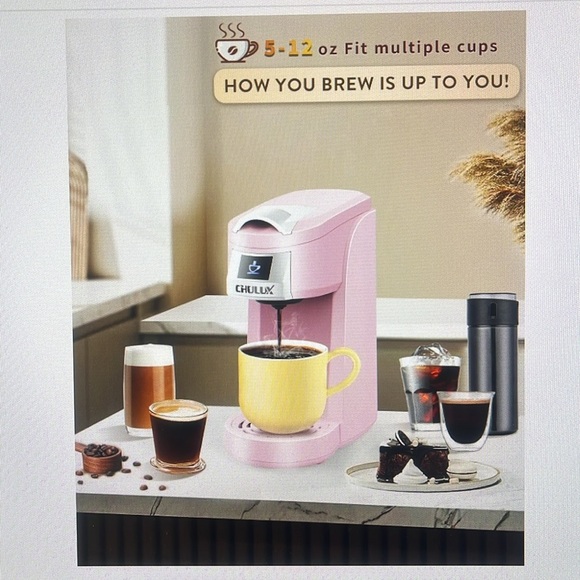 NIB CHULUX Upgrade Single Serve Coffee Maker for K Cup & Ground Coffee, Pink - Picture 3 of 6